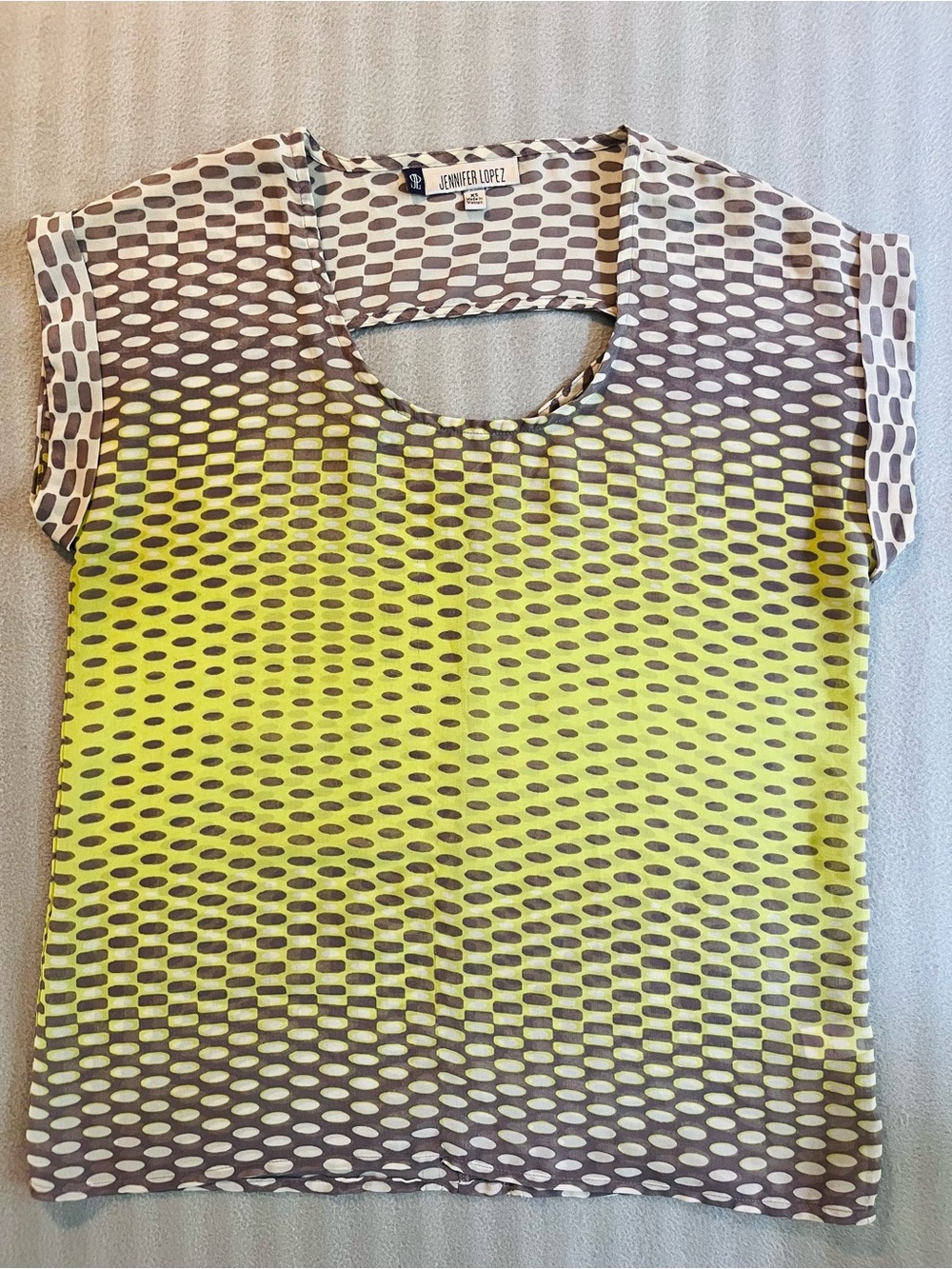 Jennifer Lopez Yellow and Brown Ombre Geometric Short Sleeve Top